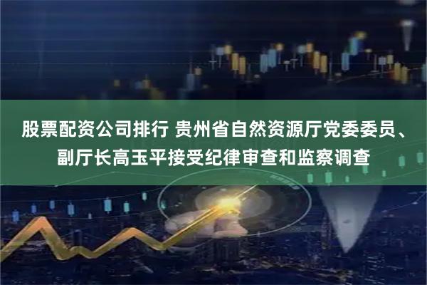 股票配资公司排行 贵州省自然资源厅党委委员、副厅长高玉平接受纪律审查和监察调查